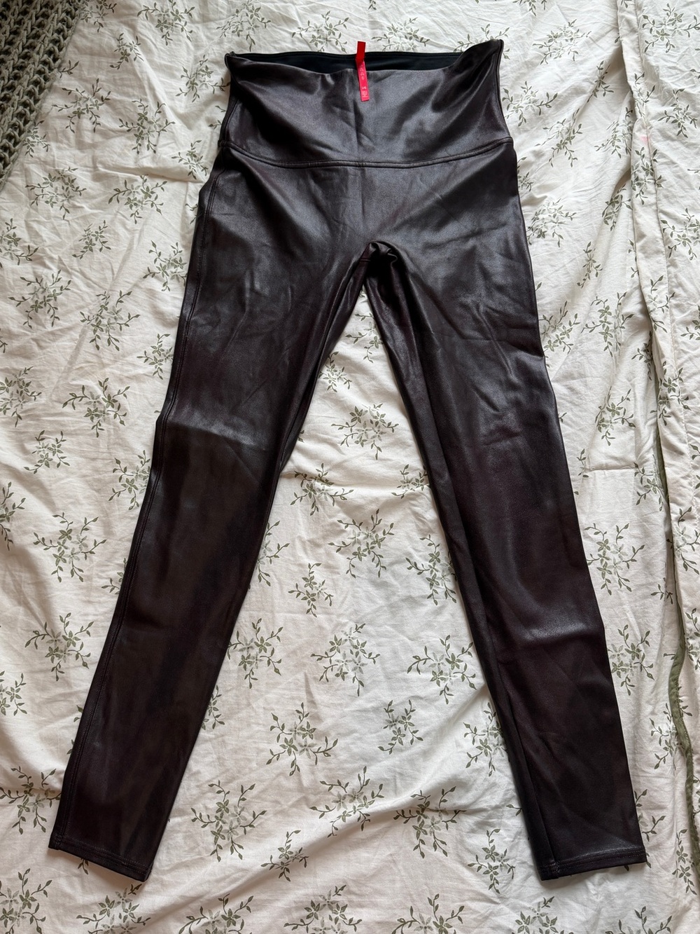 SPANX Chocolate Brown Faux Leather Leggings Size Large